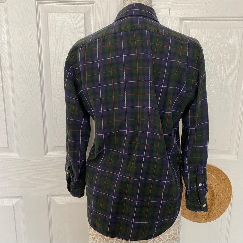 Brooks Brothers flannel button down shirt plaid green purple red size Small - Picture 4 of 12